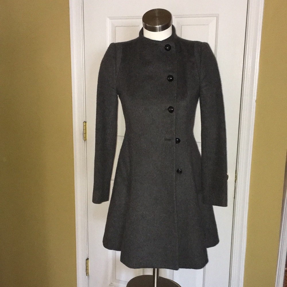 JILL STUART WOOL CASHMERE STRUCTURED SHORT COLLAR COAT EUC SIZE SMALL